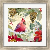 Cardinal and Pinecones I Fine Art Print