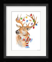 Deer with Lights and Scarf Fine Art Print
