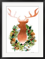 Holiday Wreath with Deer Fine Art Print
