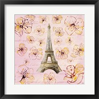 Golden Paris on Floral I Framed Print