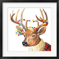 Christmas Lights Reindeer Sweater Fine Art Print