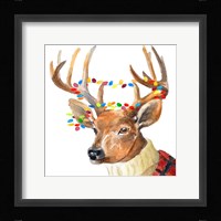 Christmas Lights Reindeer Sweater Fine Art Print