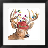 Christmas Light Reindeer Hat Fine Art Print