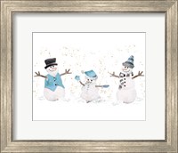 Blue Snowman Trio Fine Art Print