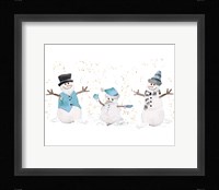 Blue Snowman Trio Fine Art Print