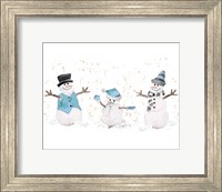 Blue Snowman Trio Fine Art Print