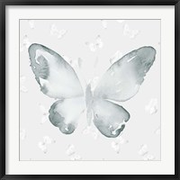 Grey Watercolor Butterflies I Fine Art Print