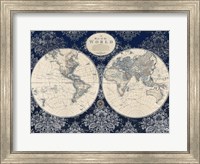 Blue Map of the World Fine Art Print