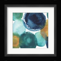 Teal Watermarks Square I Framed Print