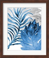 Blue Fern and Leaf I Fine Art Print