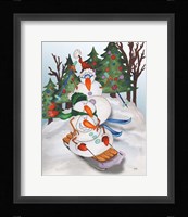 Sledding Snowmen Fine Art Print