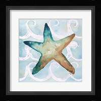 Sea Creatures on Waves I Framed Print
