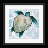 Sea Creatures on Waves III Framed Print