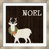 Wooden Deer with Wreath I Fine Art Print