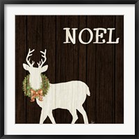 Wooden Deer with Wreath I Fine Art Print