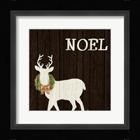 Wooden Deer with Wreath I Fine Art Print