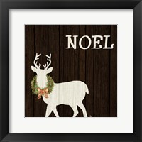 Wooden Deer with Wreath I Framed Print