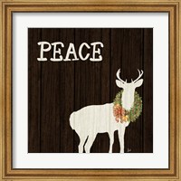 Wooden Deer with Wreath II Fine Art Print