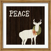 Wooden Deer with Wreath II Fine Art Print