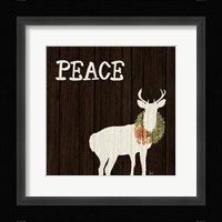 Wooden Deer with Wreath II Fine Art Print
