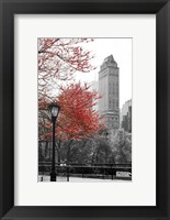 Central Park with Red Tree Fine Art Print