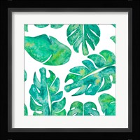Aqua Leaves On White Fine Art Print