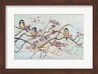 Birds On Cherry Blossom Branch Fine Art Print
