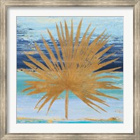 Gold and Teal Leaf Palm I Fine Art Print
