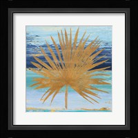 Gold and Teal Leaf Palm I Framed Print
