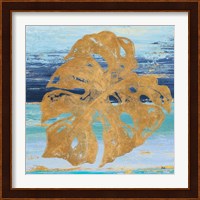 Gold and Teal Leaf Palm II Fine Art Print