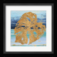 Gold and Teal Leaf Palm II Framed Print