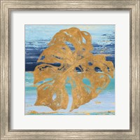 Gold and Teal Leaf Palm II Fine Art Print