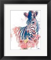 Floral Watercolor Zebra Fine Art Print