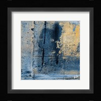 Gold on Blue Square I Framed Print