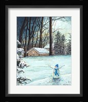 Snowman in Moonlight Fine Art Print