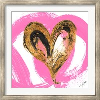 Pink & Gold Heart Strokes I Fine Art Print