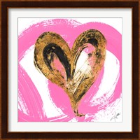Pink & Gold Heart Strokes I Fine Art Print
