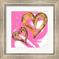 Pink & Gold Heart Strokes II Fine Art Print