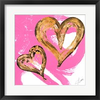 Pink & Gold Heart Strokes II Framed Print