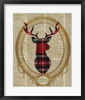 Holiday Tartan Deer I Framed Print