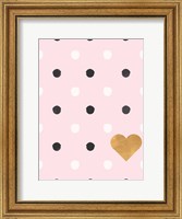 Heart White and Black Dots on Pink Fine Art Print