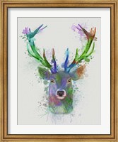 Deer Head 1 Rainbow Splash Blue and Green Fine Art Print