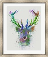 Deer Head 1 Rainbow Splash Blue and Green Fine Art Print