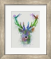 Deer Head 1 Rainbow Splash Blue and Green Fine Art Print