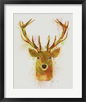 Deer Head 1 Rainbow Splash Red and Gold Fine Art Print