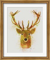 Deer Head 1 Rainbow Splash Red and Gold Fine Art Print