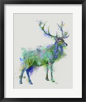 Deer 1 Rainbow Splash Green Blue Fine Art Print