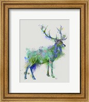 Deer 1 Rainbow Splash Green Blue Fine Art Print