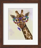 Giraffe and Flower Glasses 1 Fine Art Print