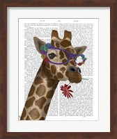 Giraffe and Flower Glasses 2 Fine Art Print